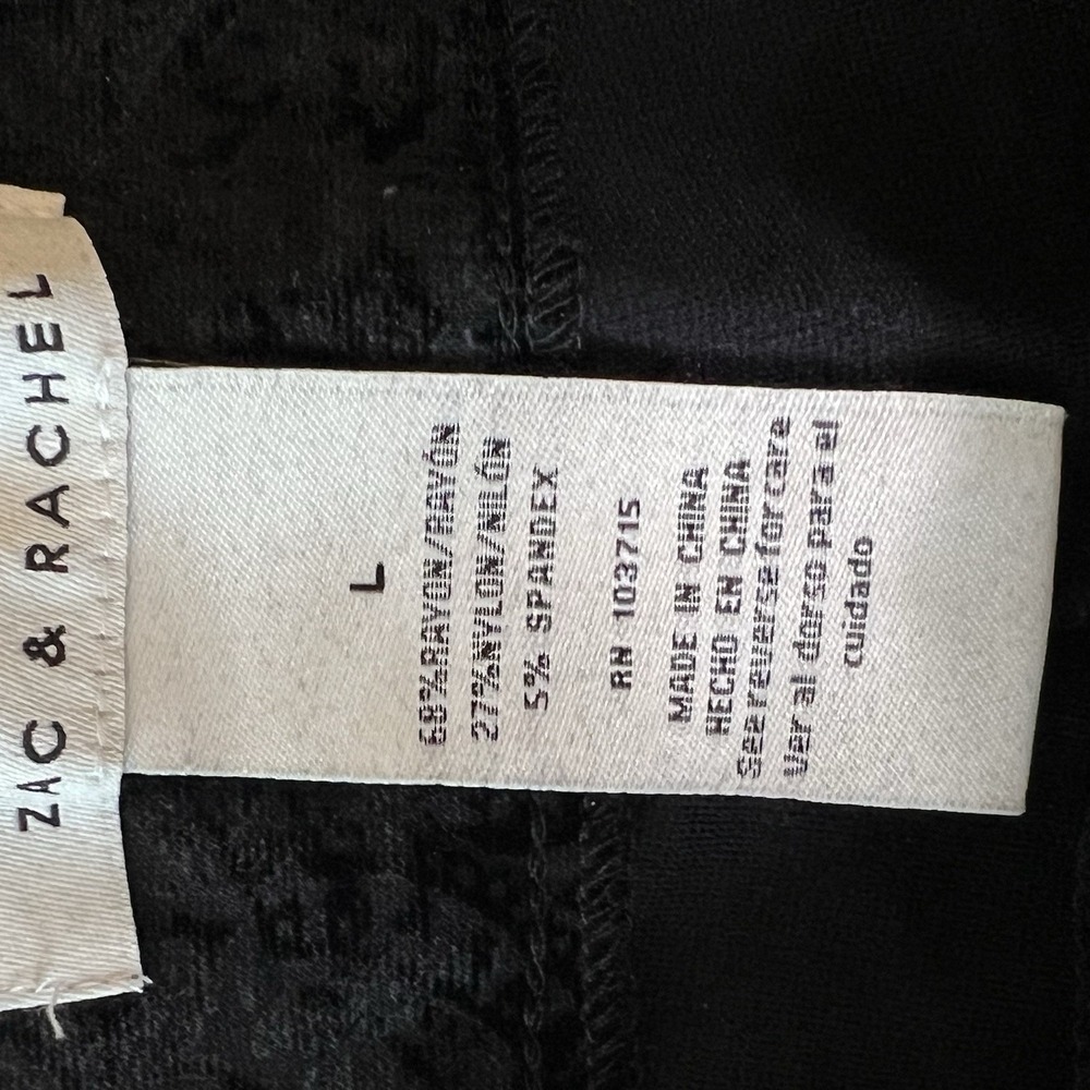 Zac & Rachel Black Velvet Paisley Romantic Cropped Pants Women's Size Large - Picture 4 of 16